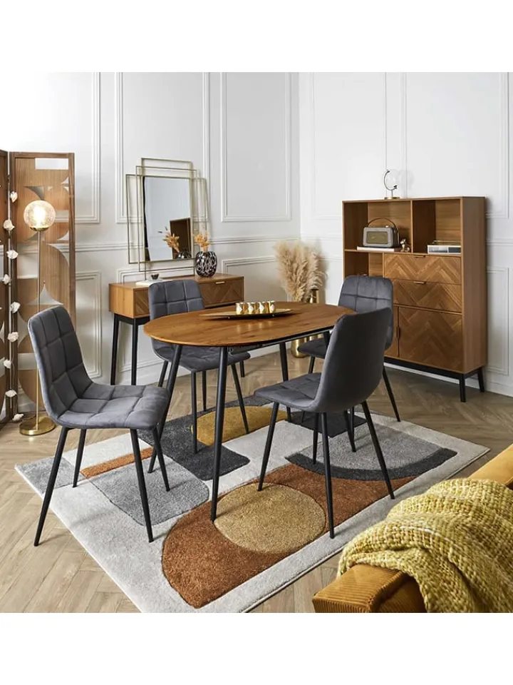 Rétro Chic Sitzmöbel<Esszimmerstuhl ''Mateo'' in Grau - (B)45 x (H)88 x (T)52 cm