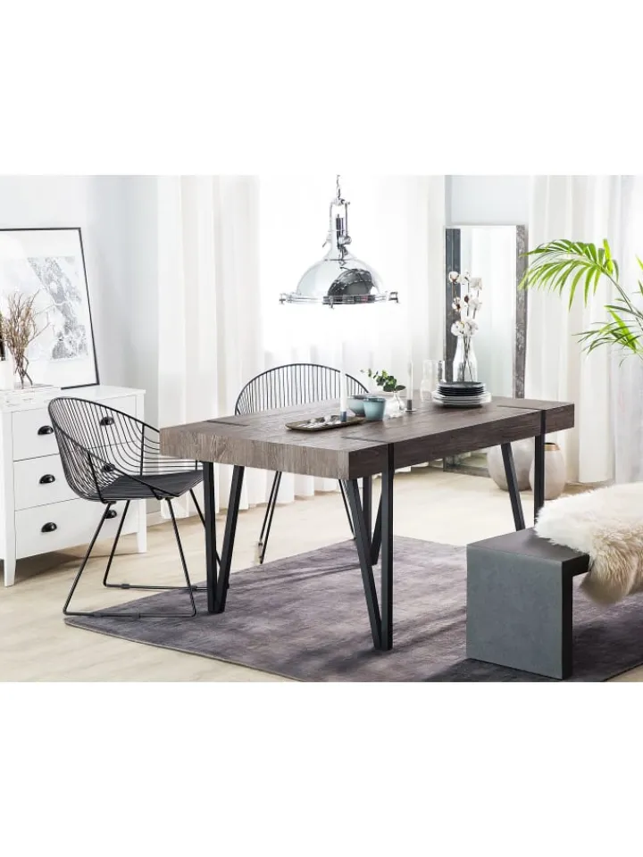 Beliani Tische<Esszimmertisch ADENA in Braun/Schwarz - (W) 90 x (H) 75 x (L) 150 cm