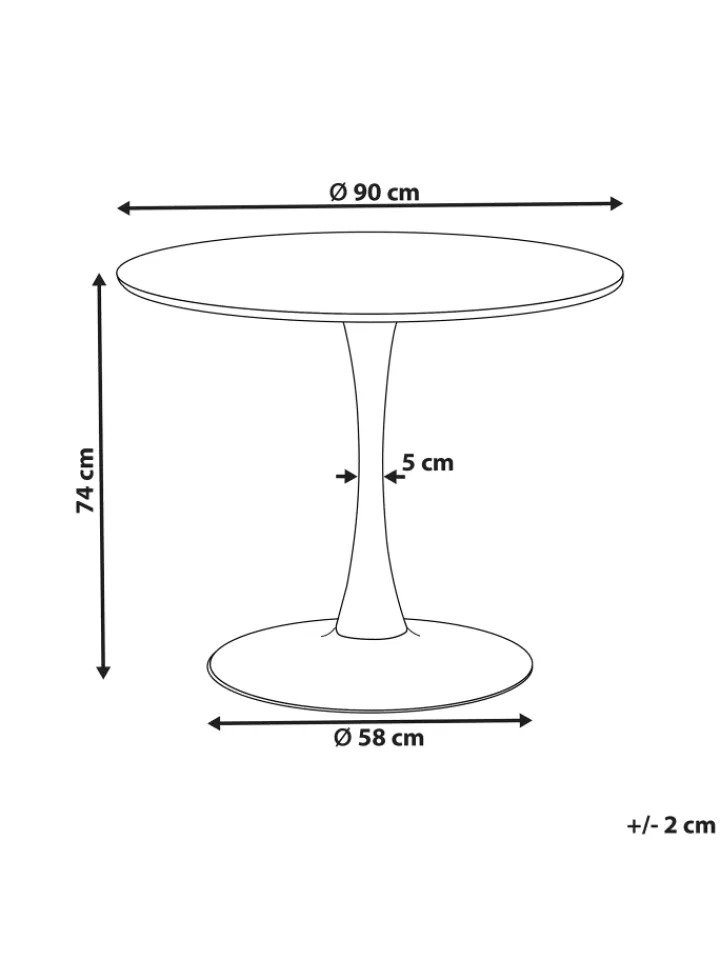 Beliani Tische<Esszimmertisch BOCA in Weiß/Gold - (W) 90 x (H) 74 x (L) 90 cm