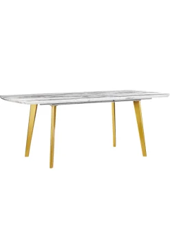 Beliani Tische<Esszimmertisch MOSBY in Weiß/Gold - (W) 90 x (H) 77 x (L) 160 cm