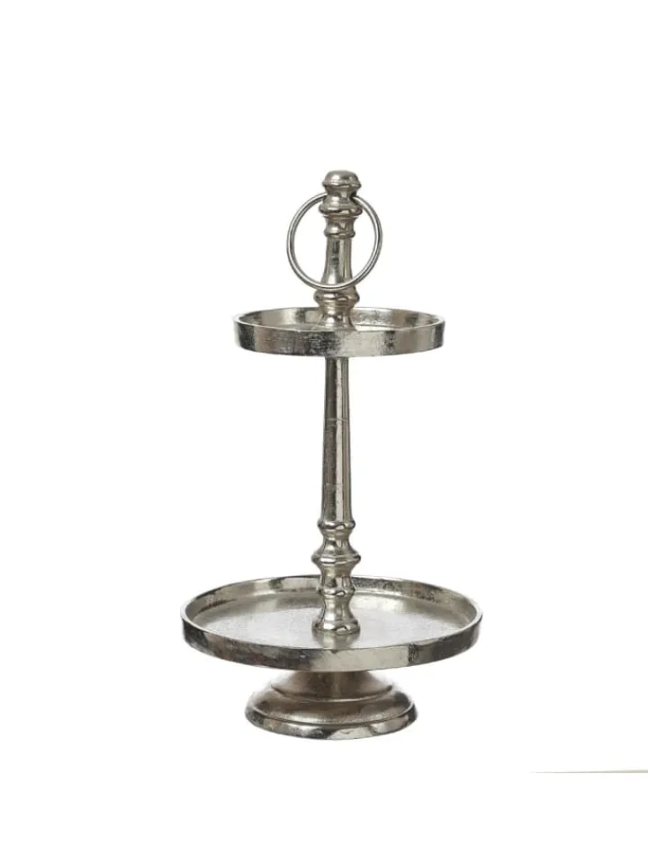 MARELIDA Dekoschalen<Etagere Aluminium 3 stöckige Servierplatte Dekoetagere H: 34cm in silber