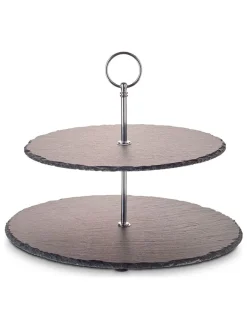 Echtwerk Aufbewahren & Servieren<Etagere in Schwarz/ Silber - (H)40 cm