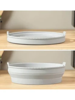 InnovaGoods Küchenelektronik<Faltbarer Silicon-Einsatz für Heißluftfritteusen in Gelb/ Grau - Ø 21,5 cm