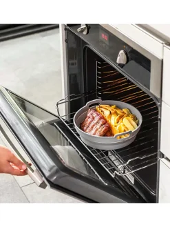 InnovaGoods Küchenelektronik<Faltbarer Silicon-Einsatz für Heißluftfritteusen in Gelb/ Grau - Ø 21,5 cm
