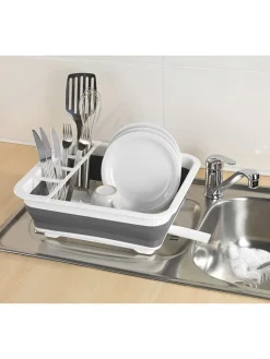 Wenko Weitere Haushaltshelfer<Faltbares Abtropfgestell in Grau/ Weiß - (B)36,5 x (H)13 x (T)31 cm