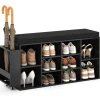 COSTWAY Garderoben<10-Fächer Schuhbank in Schwarz