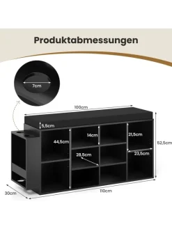 COSTWAY Garderoben<10-Fächer Schuhbank in Schwarz