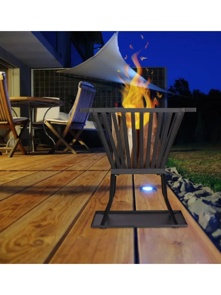 relaxdays Grillen<Feuerkorb in Schwarz - (B)56,5 x (H)56 x (T)45 cm