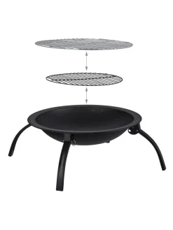 relaxdays Grillen<Feuerschale in Schwarz Ø 56,5 cm