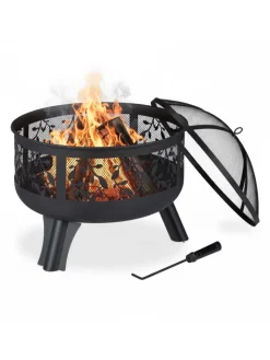 relaxdays Grillen<Feuerschale in Schwarz - (H)60 x Ø 60 cm