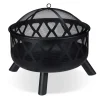relaxdays Grillen<Feuerschale mit Funkenschutz in Schwarz - Ø 62 cm