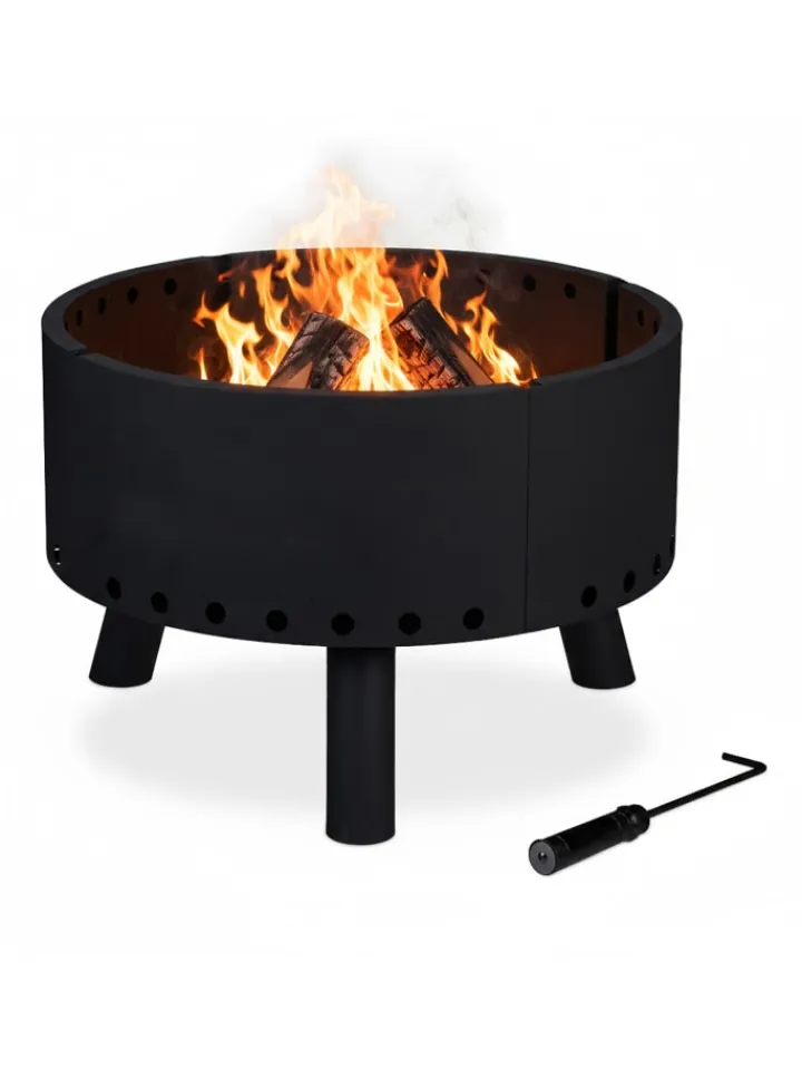 relaxdays Grillen<Feuerschale in Schwarz - Ø 58,5 cm