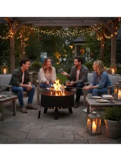 relaxdays Grillen<Feuerschale in Schwarz - Ø 58,5 cm