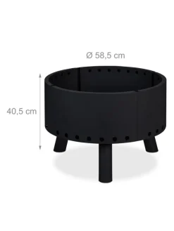 relaxdays Grillen<Feuerschale in Schwarz - Ø 58,5 cm