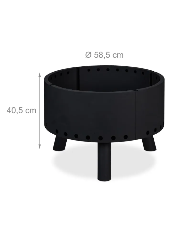 relaxdays Grillen<Feuerschale in Schwarz - Ø 58,5 cm