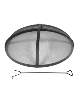 relaxdays Grillen<Feuerschalen-Funkenschutz in Schwarz - Ø 70 cm