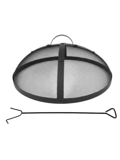 relaxdays Grillen<Feuerschalen-Funkenschutz in Schwarz - Ø 50 cm