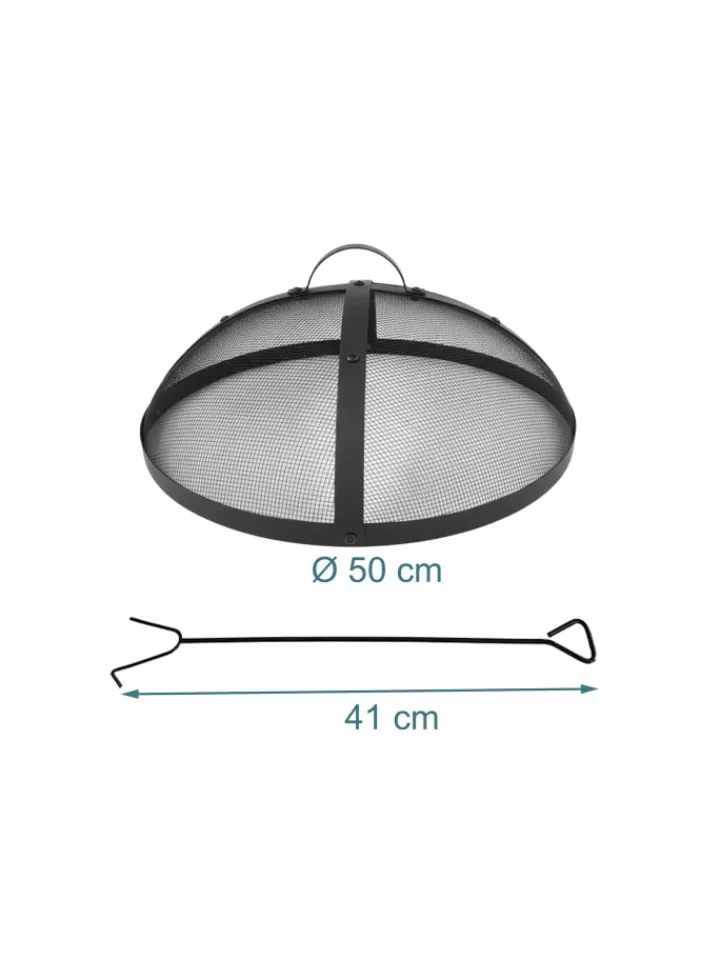 relaxdays Grillen<Feuerschalen-Funkenschutz in Schwarz - Ø 50 cm
