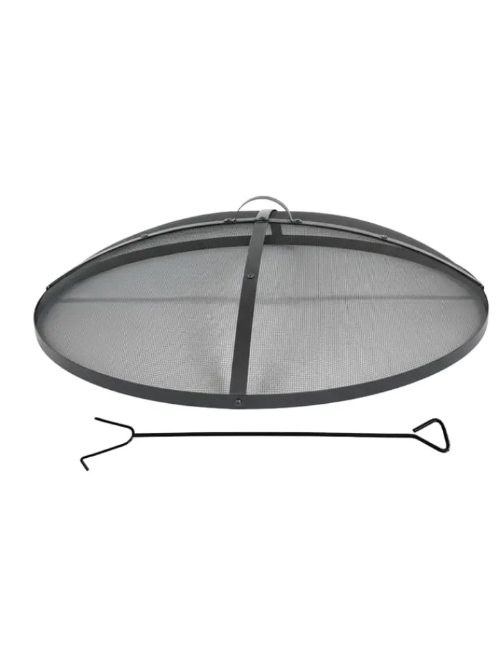 relaxdays Grillen<Feuerschalen-Funkenschutz in Schwarz - Ø 90 cm