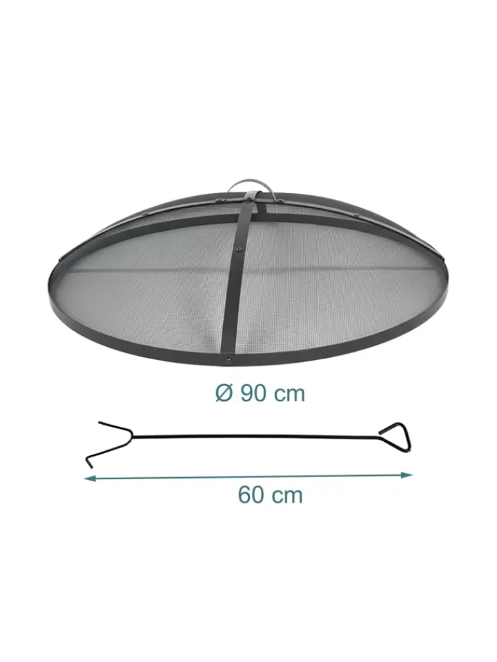 relaxdays Grillen<Feuerschalen-Funkenschutz in Schwarz - Ø 90 cm