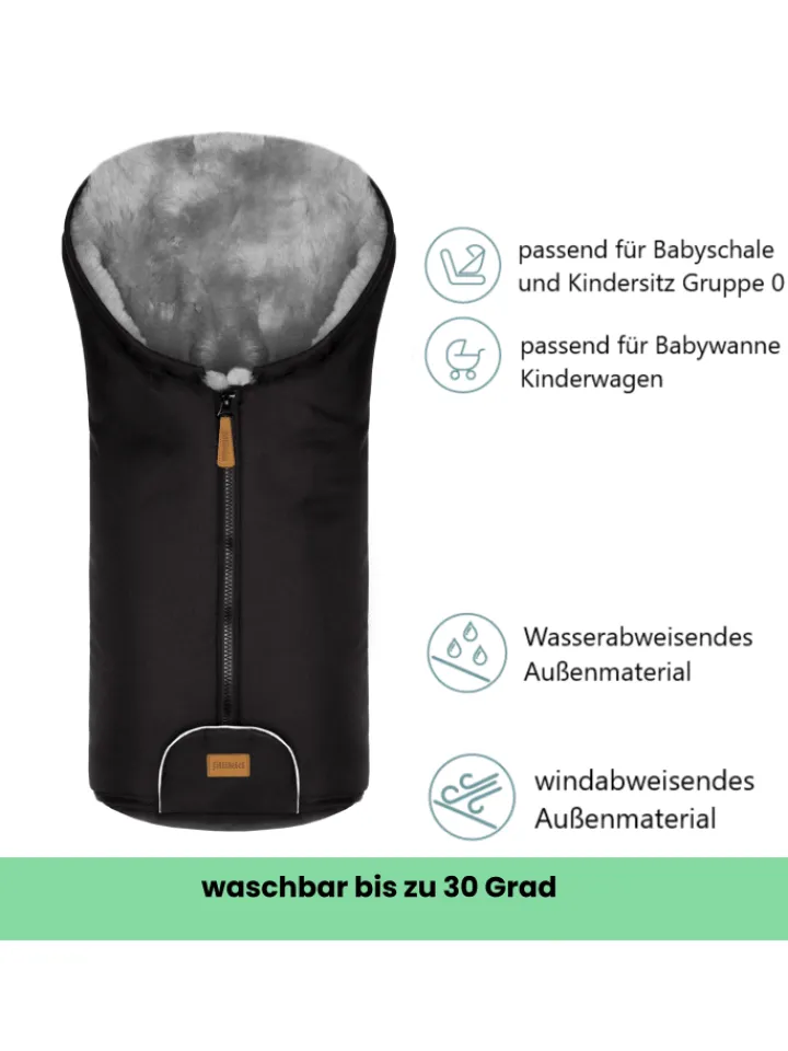 Kinderhaus Blaubär Lammfelle & Co<Fillikid Winterfußsack Pamir TOP in Schwarz-Grau