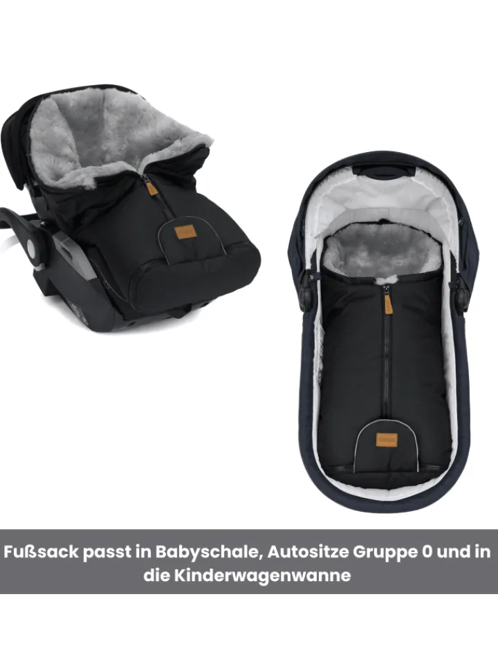 Kinderhaus Blaubär Lammfelle & Co<Fillikid Winterfußsack Pamir TOP in Schwarz-Grau