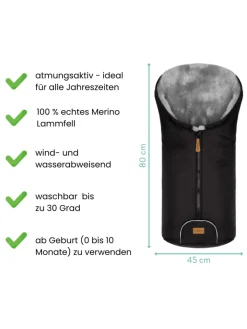 Kinderhaus Blaubär Lammfelle & Co<Fillikid Winterfußsack Pamir TOP in Schwarz-Grau