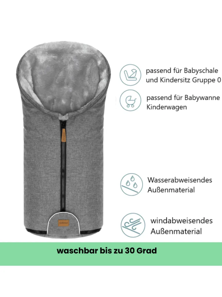 Kinderhaus Blaubär Lammfelle & Co<Fillikid Winterfußsack Pamir TOP in Hellgrau-Grau