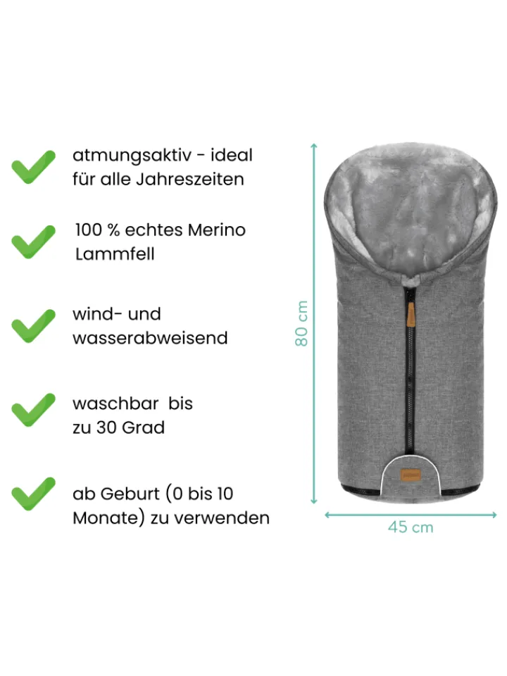 Kinderhaus Blaubär Lammfelle & Co<Fillikid Winterfußsack Pamir TOP in Hellgrau-Grau