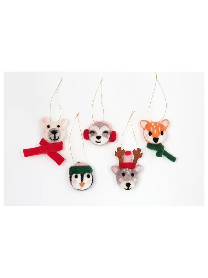 folia PAPER Kreativbedarf & Do-It-Yourself<Filzkugeln "Winter Animals" in Rot/ Grau - 5 Stück