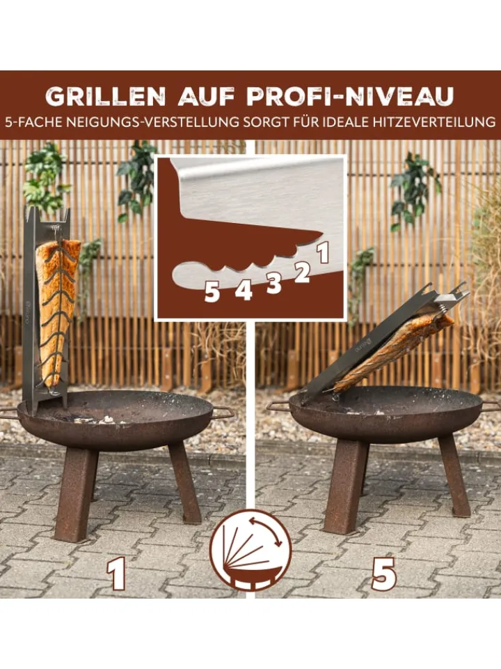 eluno Grillen<Flammlachshalter 2er Set aus Edelstahl, ca. 16 x 60 x 4 cm (B/H/T)