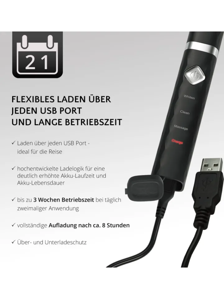Ailoria Zahn & Mundpflege<FLASH TRAVEL USB-Schallzahnbürste in schwarz