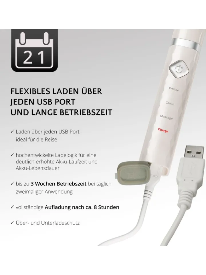 Ailoria Zahn & Mundpflege<FLASH TRAVEL USB-Schallzahnbürste in weiß