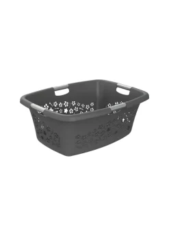 Rotho Wäschekörbe & -Ständer<Flowers Wäschekorb 50l mit 4 Griffen, Kunststoff (PP) in Anthrazit