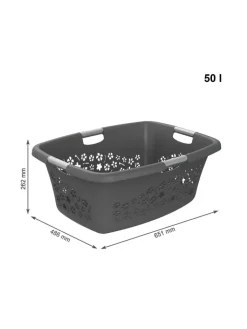 Rotho Wäschekörbe & -Ständer<Flowers Wäschekorb 50l mit 4 Griffen, Kunststoff (PP) in Anthrazit