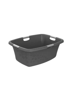 Rotho Wäschekörbe & -Ständer<Flowers Wäschewanne 50l mit 4 Griffen, Kunststoff (PP) in Anthrazit