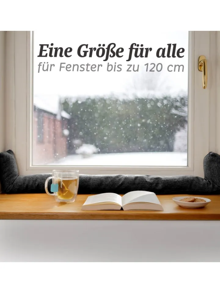 Praknu Tür- & Zugluftstopper<für Fenster bis 120cm - Waschbar - Energiesparend - Extra Lang