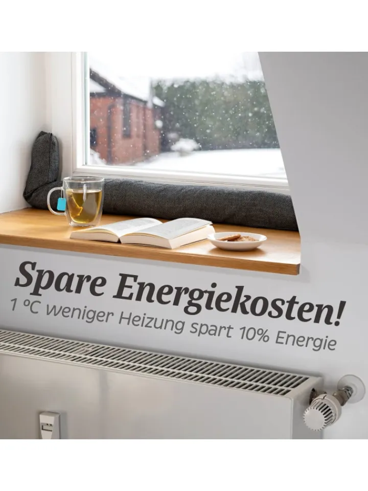 Praknu Tür- & Zugluftstopper<für Fenster bis 120cm - Waschbar - Energiesparend - Extra Lang