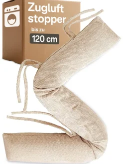 Praknu Tür- & Zugluftstopper<für Fenster bis 120cm - Waschbar - Energiesparend - Extra Lang