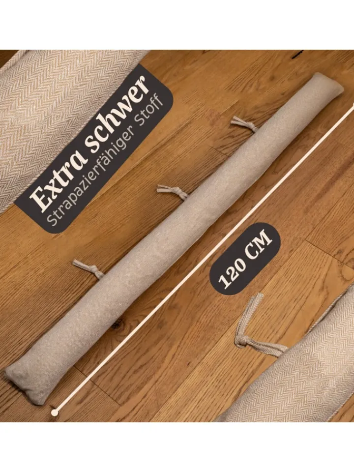 Praknu Tür- & Zugluftstopper<für Fenster bis 120cm - Waschbar - Energiesparend - Extra Lang