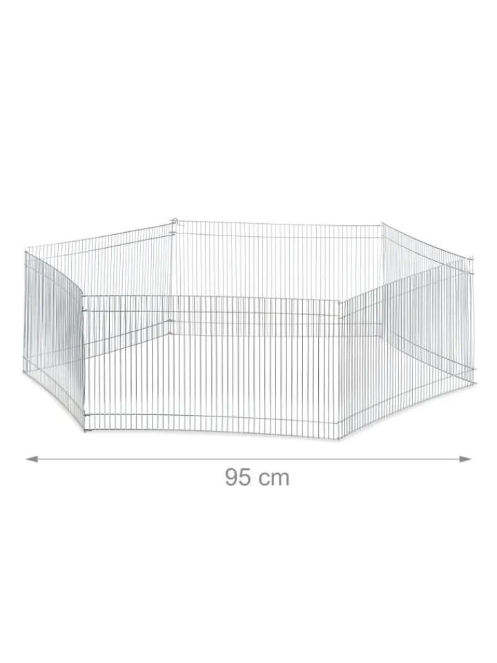 relaxdays Kleintiere<Freilaufgehege Kleintiere in Silber - (H) 27 cm