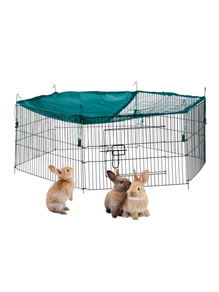 relaxdays Kleintiere<Freilaufgehege mit Netz-Abdeckung in Grün - Ø 110 cm