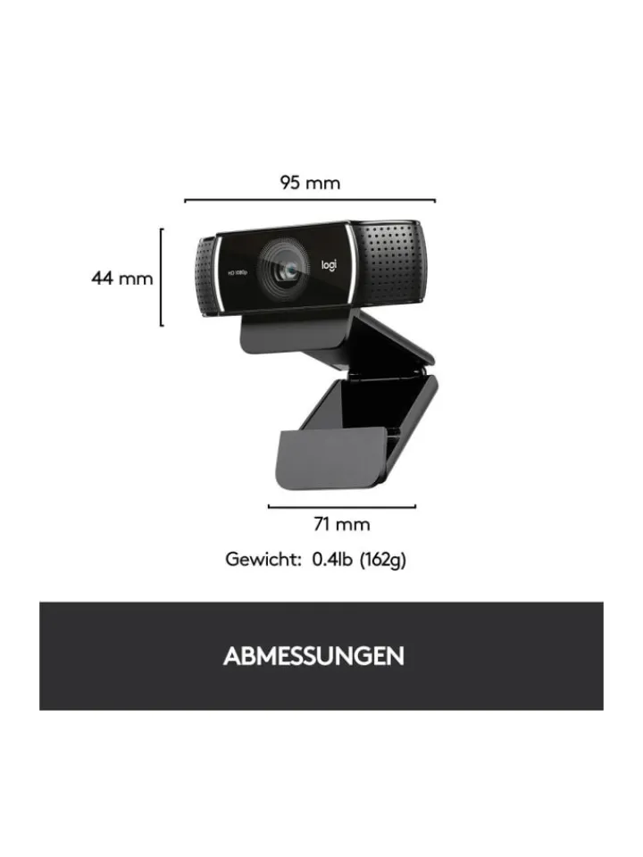 Logitech Foto & Video<Full-HD Webcam mit 1080p/30fps - Glasobjektiv mit 78° Sichtfeld in Schwarz