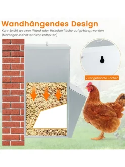 COSTWAY Vögel<Futterautomat 35x35x54,5cm in Silber