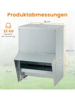 COSTWAY Vögel<Futterautomat 35x35x54,5cm in Silber