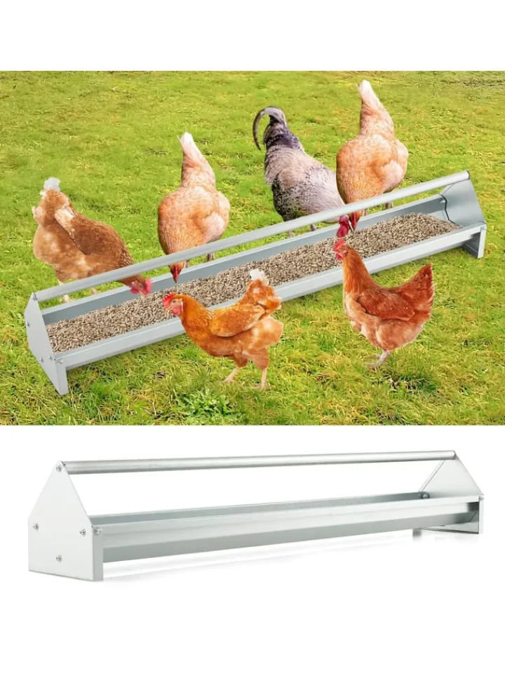 COSTWAY Vögel<Futtertrog 15 L für 12 Hühner in Silber