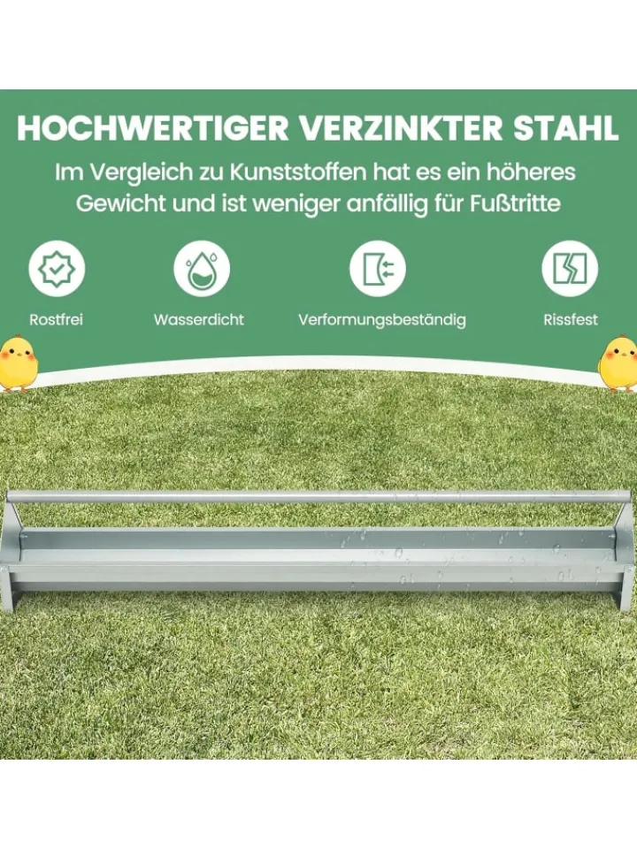 COSTWAY Vögel<Futtertrog 15 L für 12 Hühner in Silber