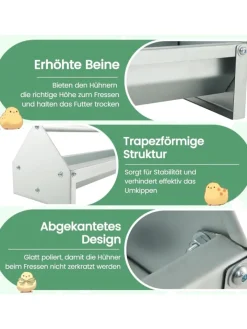 COSTWAY Vögel<Futtertrog 15 L für 12 Hühner in Silber