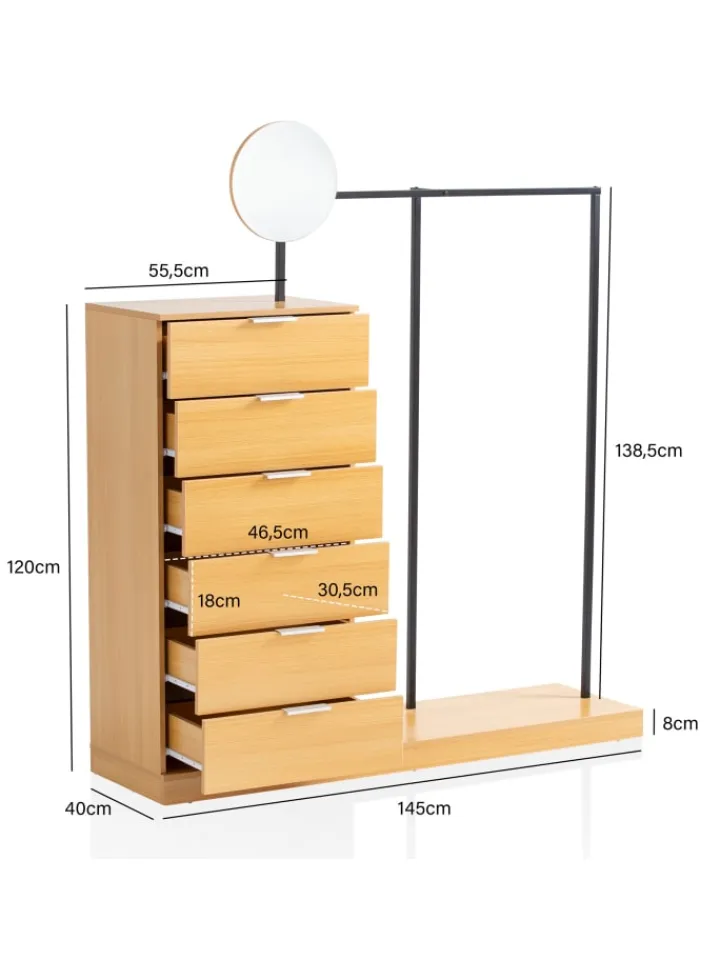 KADIMA DESIGN Garderoben<Garderobe Eiche-Dekor 145x165x40 cm Flurgarderobe Modern,