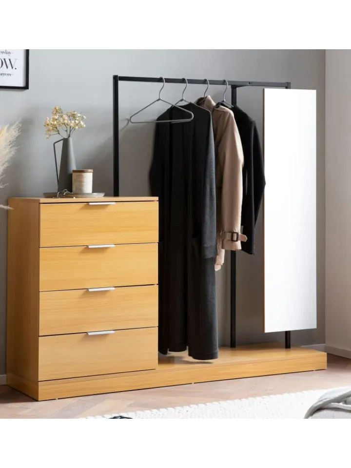 KADIMA DESIGN Garderoben<Garderobe Eiche-Dekor 145x138x40,5 cm Flurgarderobe Modern,